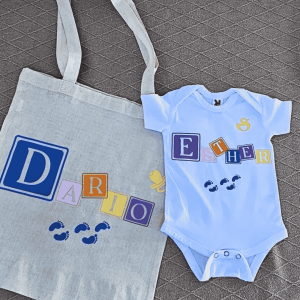 Pack: body para bebé + bolsa de tela